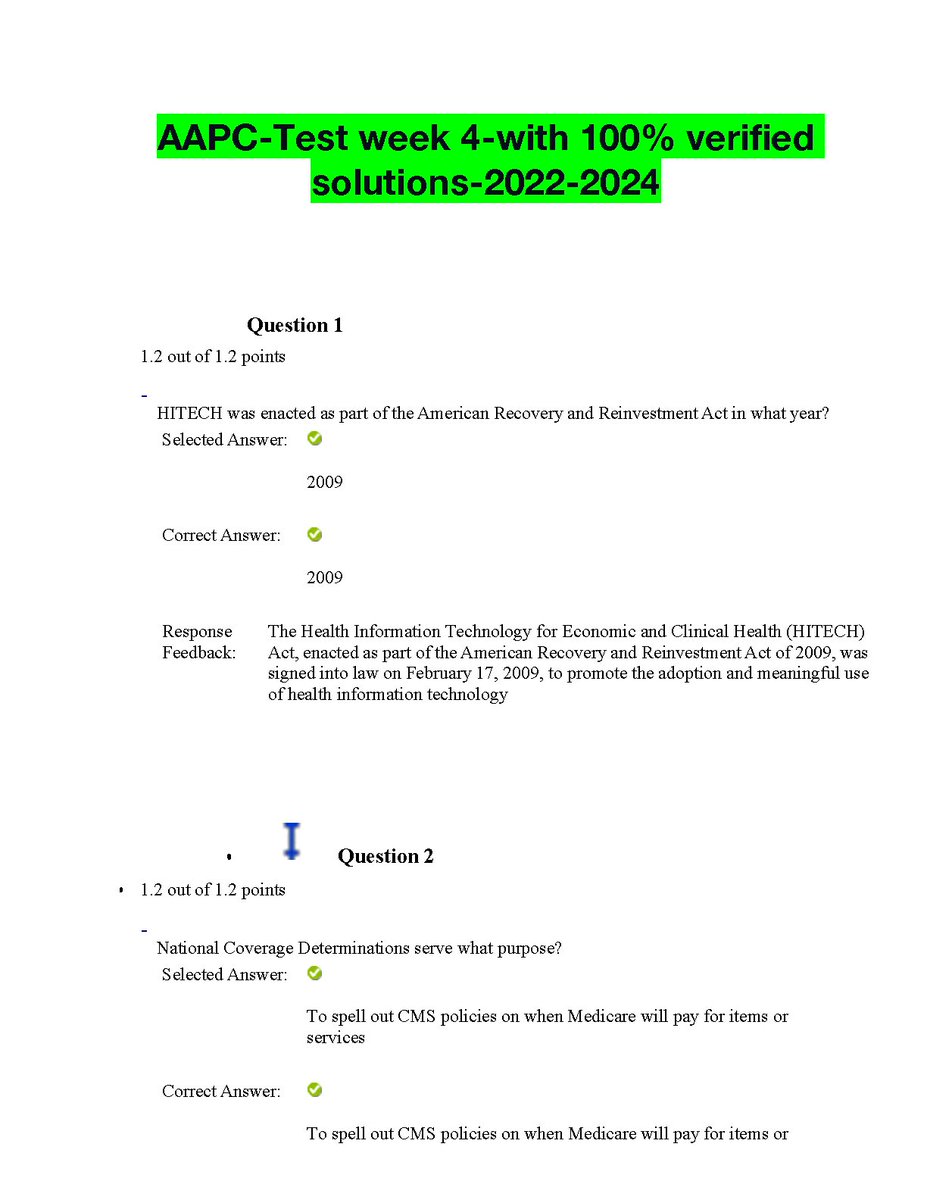 AAPC Test week 4. QUESTIONS AND ANSWERS 2023/2024. RATED A+
hackedexams.com/item/11225/aap…
#AAPC2023 #AAPC #QUESTIONS #QUESTIONSANDANSWERS #hackedexams