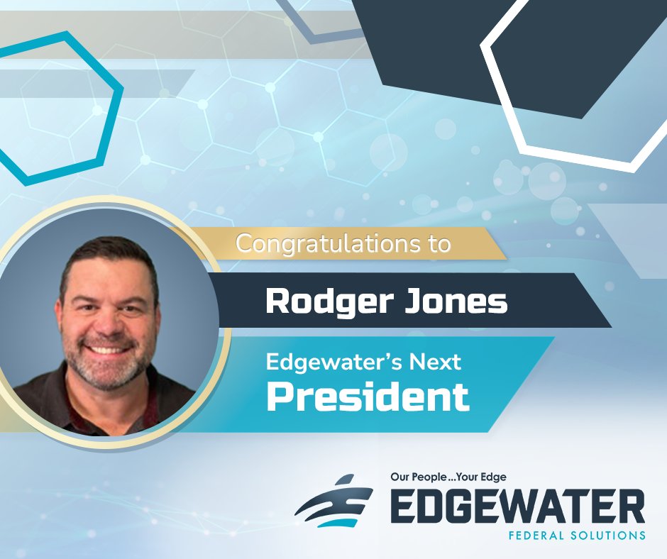 Today, Edgewater announces that Rodger Jones has been promoted to President. Jones will oversee Edgewater’s operations, growth, and technology organizations. Read more: edgewaterit.com/2024/05/01/edg…
#Edgewater #EFS #EdgewaterPresident #OurPeopleYourEdge #GovCon #MissionDriven