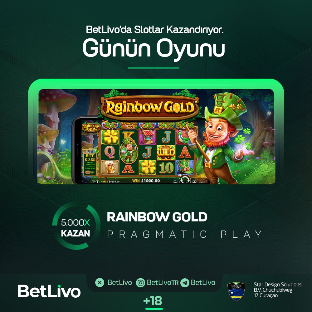🌈🎰 #BetLivo'da şansınıza güvenin ve renkli bir kazanca adım atın! 
🌟 Rainbow Gold slot oyunuyla büyülü bir deneyime hazır mısınız?

😍#BetLivo  Online bahis ve casino keyfininin tek adresi 
👉 t.ly/BetLivoX

#slot #CANLI #1MAYIS #casino #maxwin