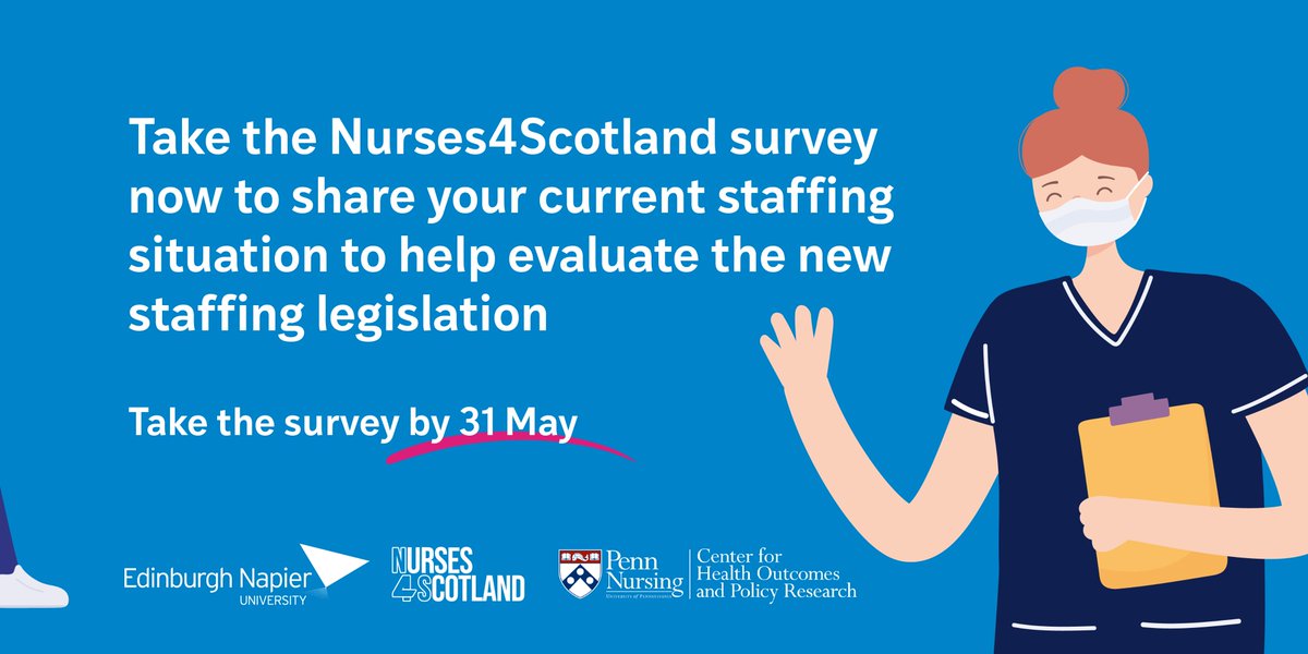 Share your experience to help Scotland's safe staffing legislation. The survey is open to all registered nurses and nursing support workers working in the NHS/social care in Scotland. Complete the survey today ➡️ survey.napier.ac.uk/n/N4S.aspx Survey open from May 1 - 31 @Penn_CHOPR