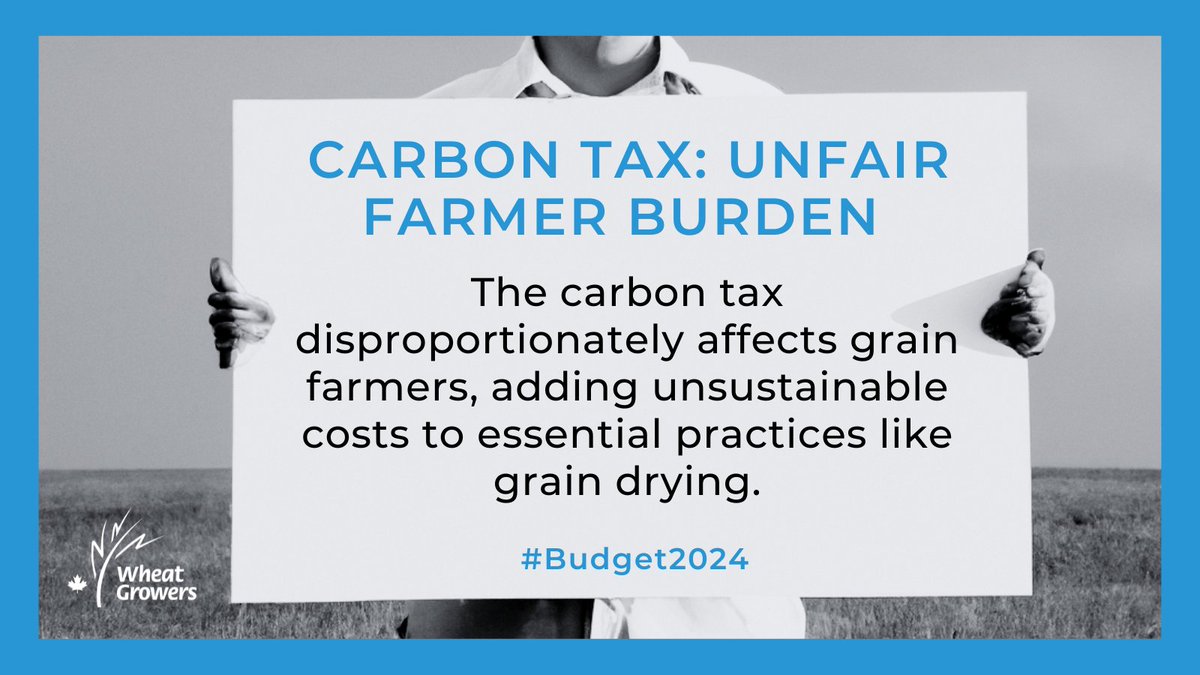 The carbon tax unfairly burdens our grain farmers, threatening food security and sustainability. Time for a change! 
#CarbonTax #AxeTheTax #NoFarmCarbonTax #UnfairTax #CdnPoli #CdnAg #WestCdnAg #Ag #AdvocatingForUs