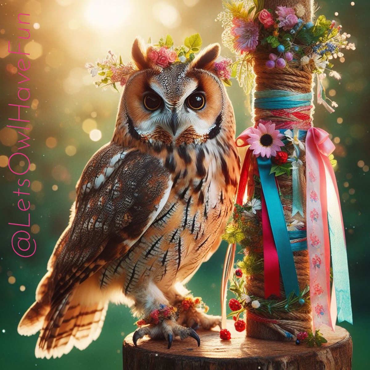 It’s May Day! 🌹🪻🌸🌺🌷🌻🌼💐
…
#MayDay #LifeSoDaily #LetsOwlHaveFun #AIart #owl #owls #birds #birdsofprey #greathornedowl #allsmiles #funandgames #fun #lifesodaily #emotionalhealth