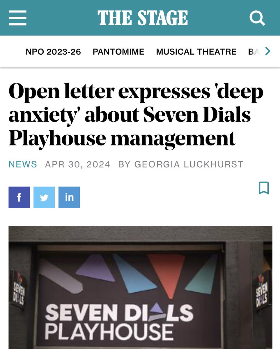 Great @TheStage article on our co event with @Equity Find campaign info, petition links here - actoratthecentre.com/save-the-actor… We trust the @7DialsPlayhouse trustees will honour their request for attendees feedback & meet with the actors/creatives they say are welcome in 1a Tower St.