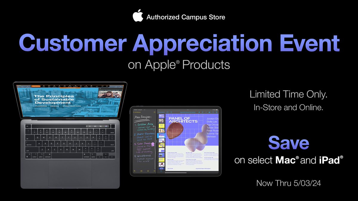 VCU students, faculty and staff: Save $50-$100 on all full-priced Apple products online or in-store through May 3! 💻🍎 #VCU #RamTechVCU #VCUTechnology #VCUSale #LetsGoVCU