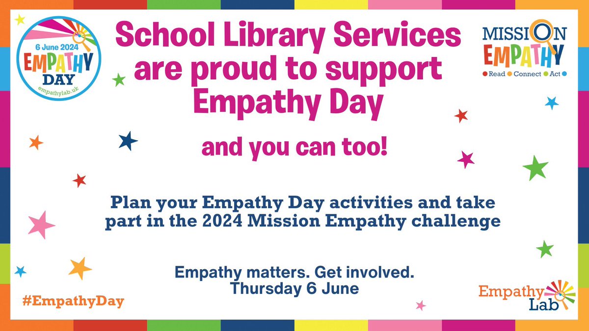 Empathy Day is just a few weeks away on Thursday 6th June! If you’d like to borrow any books related to empathy, let us know 📚 See the @EmpathyLabUK website for more information and resources empathylab.uk #EmpathyDay