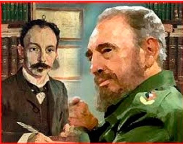 Lo dijo el repentista: aquí están Martí y Fidel presidiendo este momento. #PorCubaJuntosCreamos