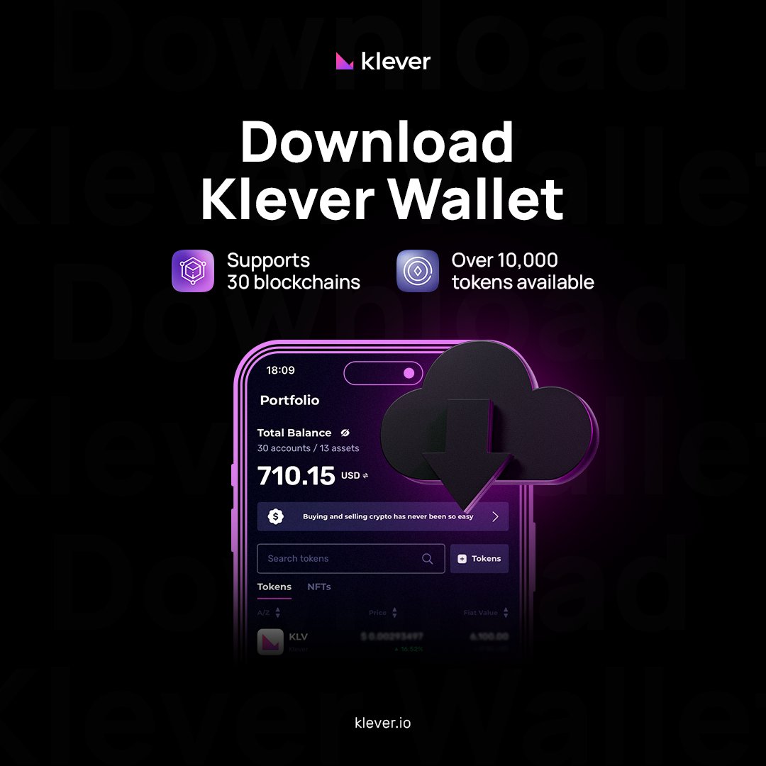 Manage your crypto like a pro with #KleverWallet! 🚀 🤳 onelink.to/455hxv Supporting +30 #blockchains and more than 10k #tokens, Klever lets you handle everything from #P2P to #swaps, all in one place! Download now and take control of your crypto universe! 🌐