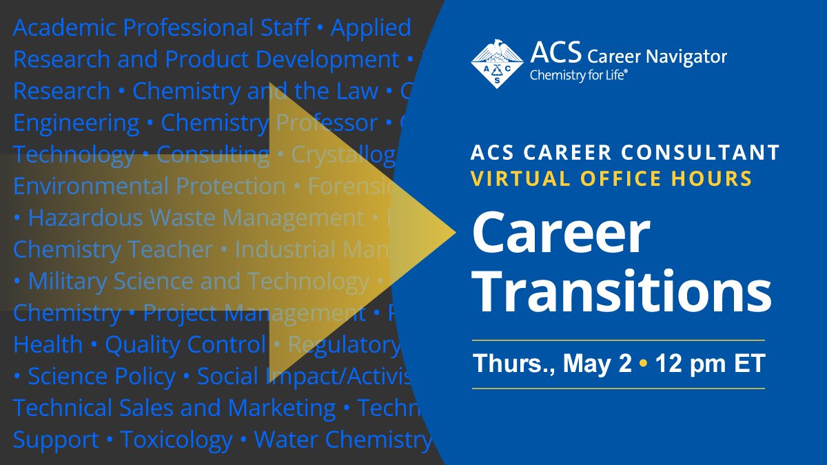 TOMORROW (May 2) Get tips & strategies for making a career transition a smoother process during the FREE ACS Virtual Office Hours Event, 'Career Transitions.' Save your spot now at brnw.ch/21wJlHI

#Career #CareerChange #CareerAdvice  brnw.ch/21wJlHI