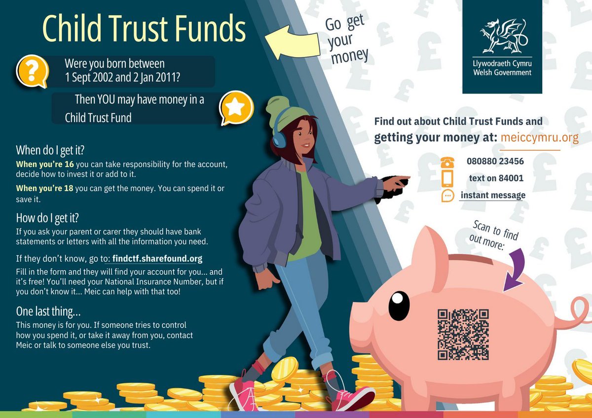 Child Trust Funds were introduced by the UK Government in 2005. If your parents or guardians didn’t open your account by your 1st birthday, then the HMRC did it for you.📝 Check out this Welsh Government flyer with the info you need to find out more 👇 buff.ly/3JJvJle