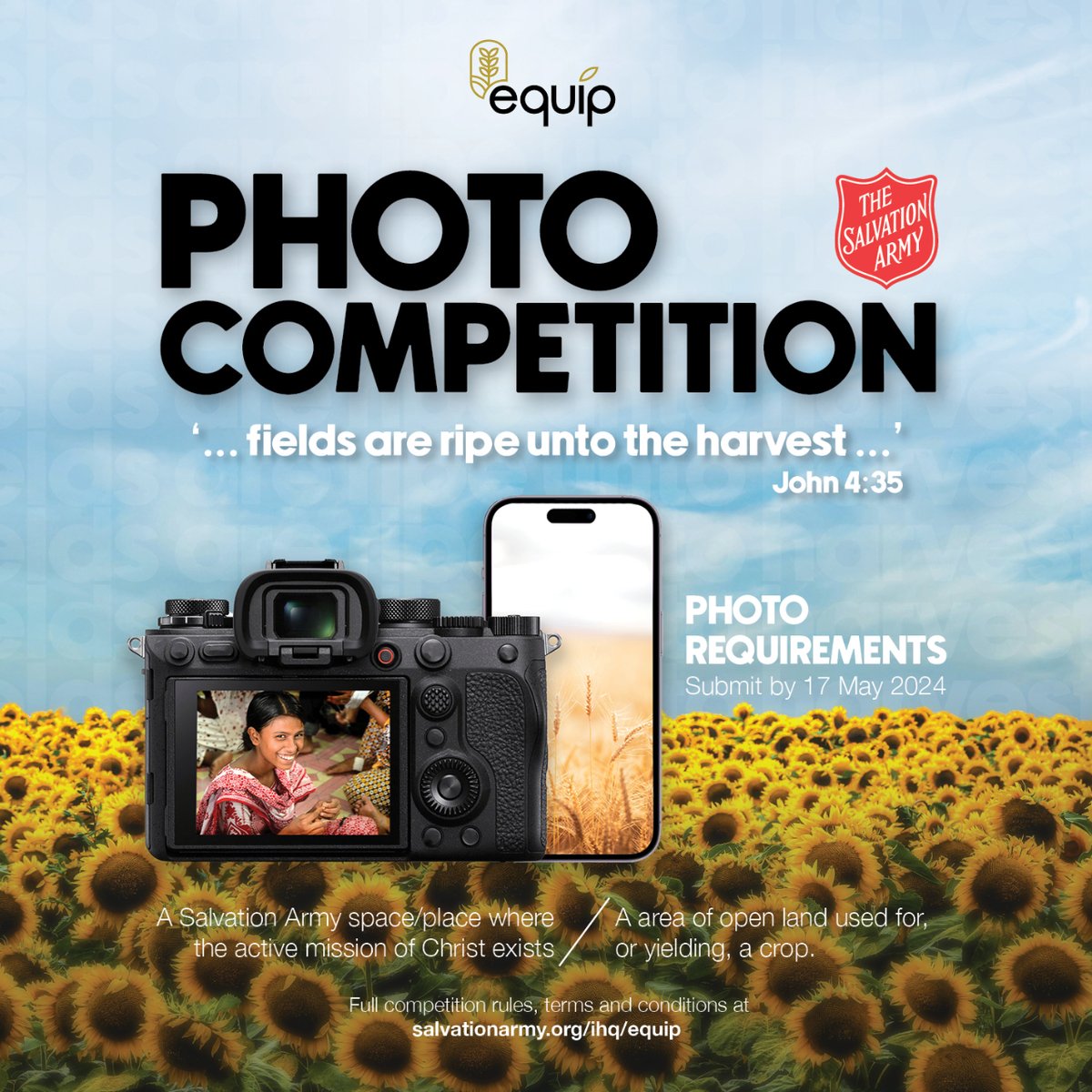SalvArmyIHQ's tweet image. #Equip is the new platform that provides practical online courses and resources to support the mission of The Salvation Army. Are you passionate about #photography? Join our international competition! 📸🌏 Submit by Thursday, 16 May 2024.

Learn more at salvationarmy.org/ihq/equip-comp…