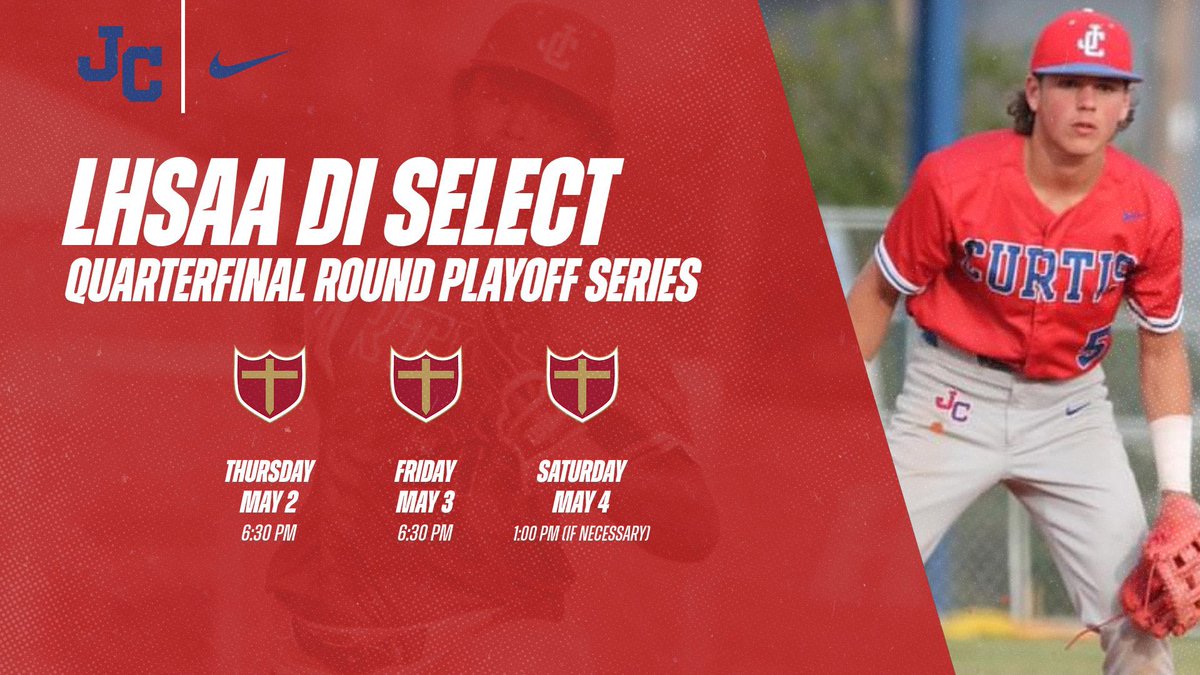 Here is the schedule for the LHSAA DI Select Quarterfinal Series vs Brother Martin! GM 1 : May 2 | 6:30 PM GM 2 : May 3 | 6:30 PM GM 3 : May 4 | 1:00 PM (if necessary) *all games at Harahan Playground* Let’s PACK the HOUSE! #PatriotPower #BCFL