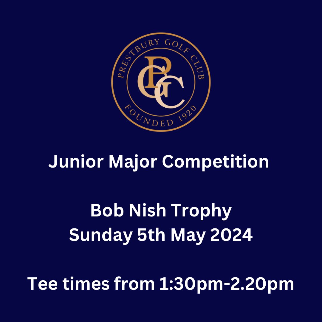 This weekend we host the first of our Junior Majors 🏆 

Booking is now live on Club V1!

Add your name to the history books of Prestbury Golf Club 

#PrestburyGC #JuniorGolf
