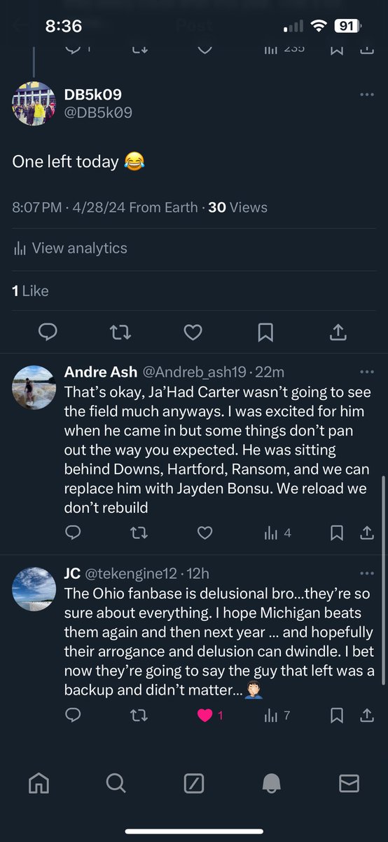 @tekengine12 @Andreb_ash19 @BuckeyeBlitzz @calebmspencer Literally went from “he’ll be one of our guys that will get drafted” to “he wasn’t going to see the field much anyways” immediately. 

You called that one!! 😂😂😂😂