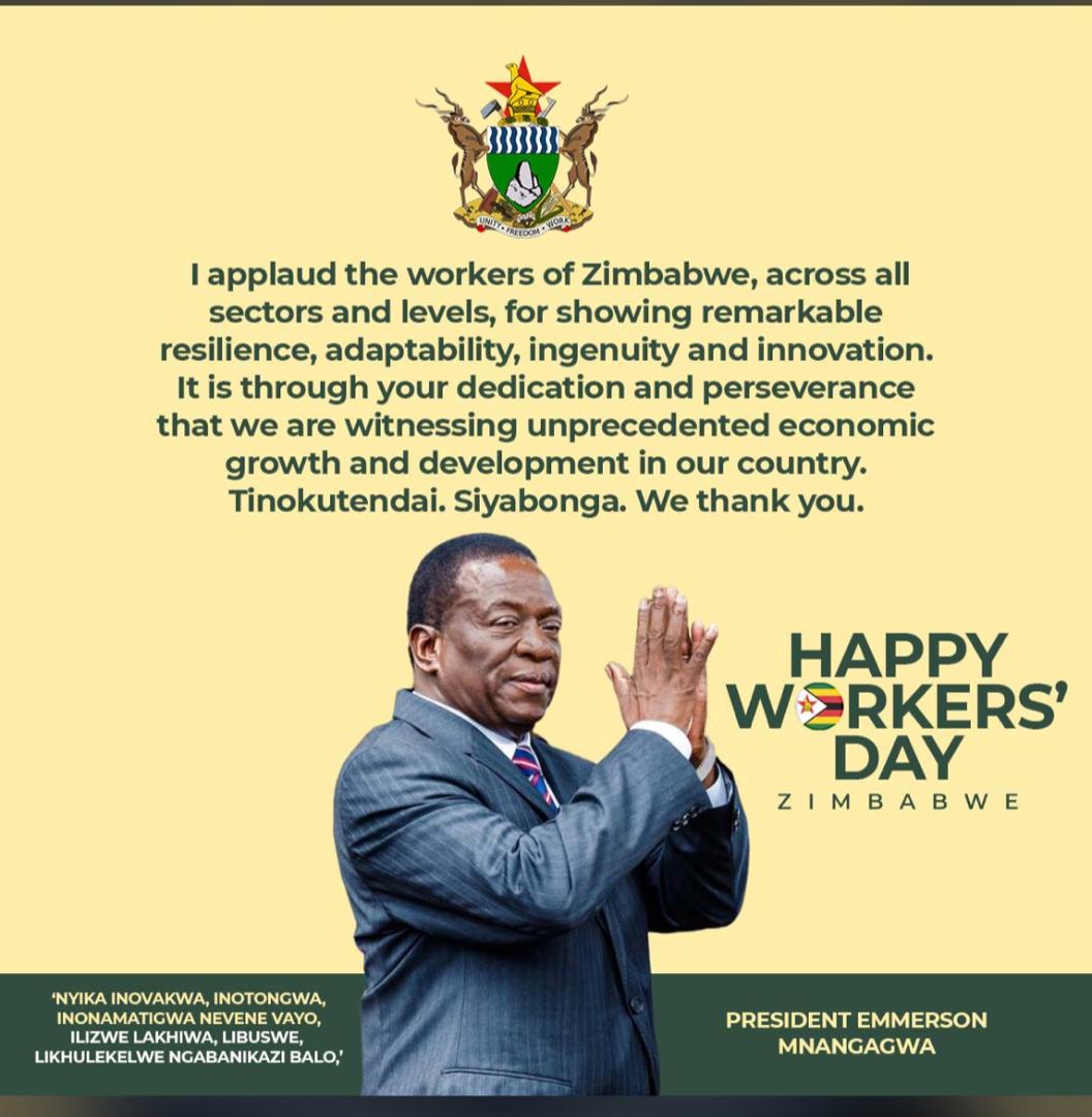 Happy workers Day Zimbabwe,, working together as one, makes our Nation great.. #MayDay