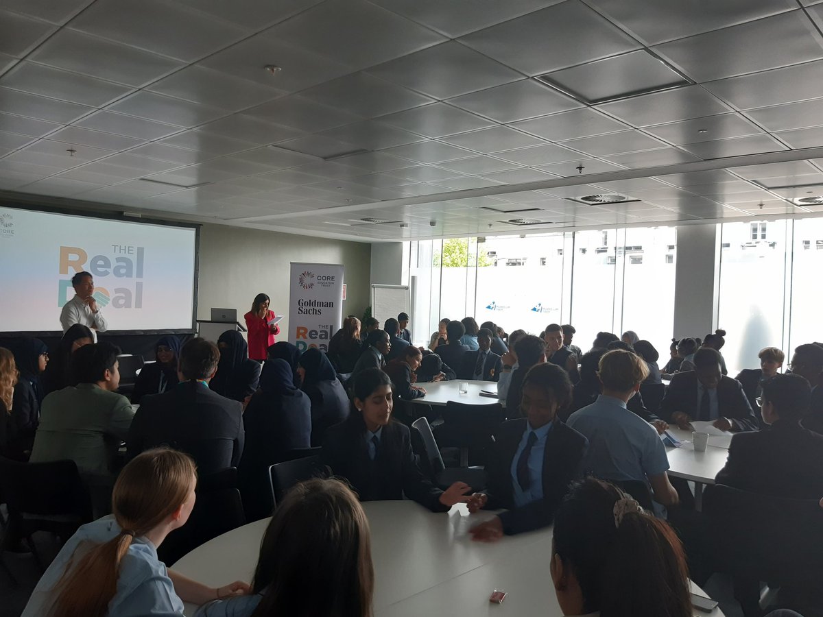 Following the nerves from presenting this morning, our students are taking part in some fun communication exercises, led by Goldman Sachs. @COREArenaAcad @CORECityAcademy @COREJQAcademy @CORERockwood
