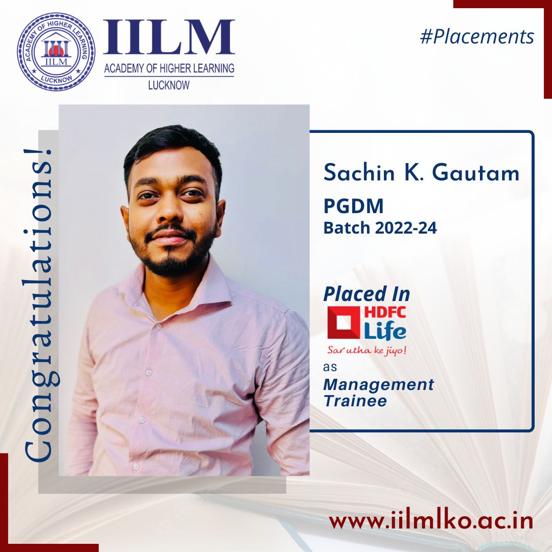 IILM Lucknow congratulates Sachin Kumar Gautam of PGDM Batch 2022-24 for selection in HDFC Life as Management Trainee, through Campus Placement.
Our Best Wishes for a bright and successful career ahead.
#IILM #iilmlucknow #pgdm #pgdmfinance #bschool #highereducation #placements