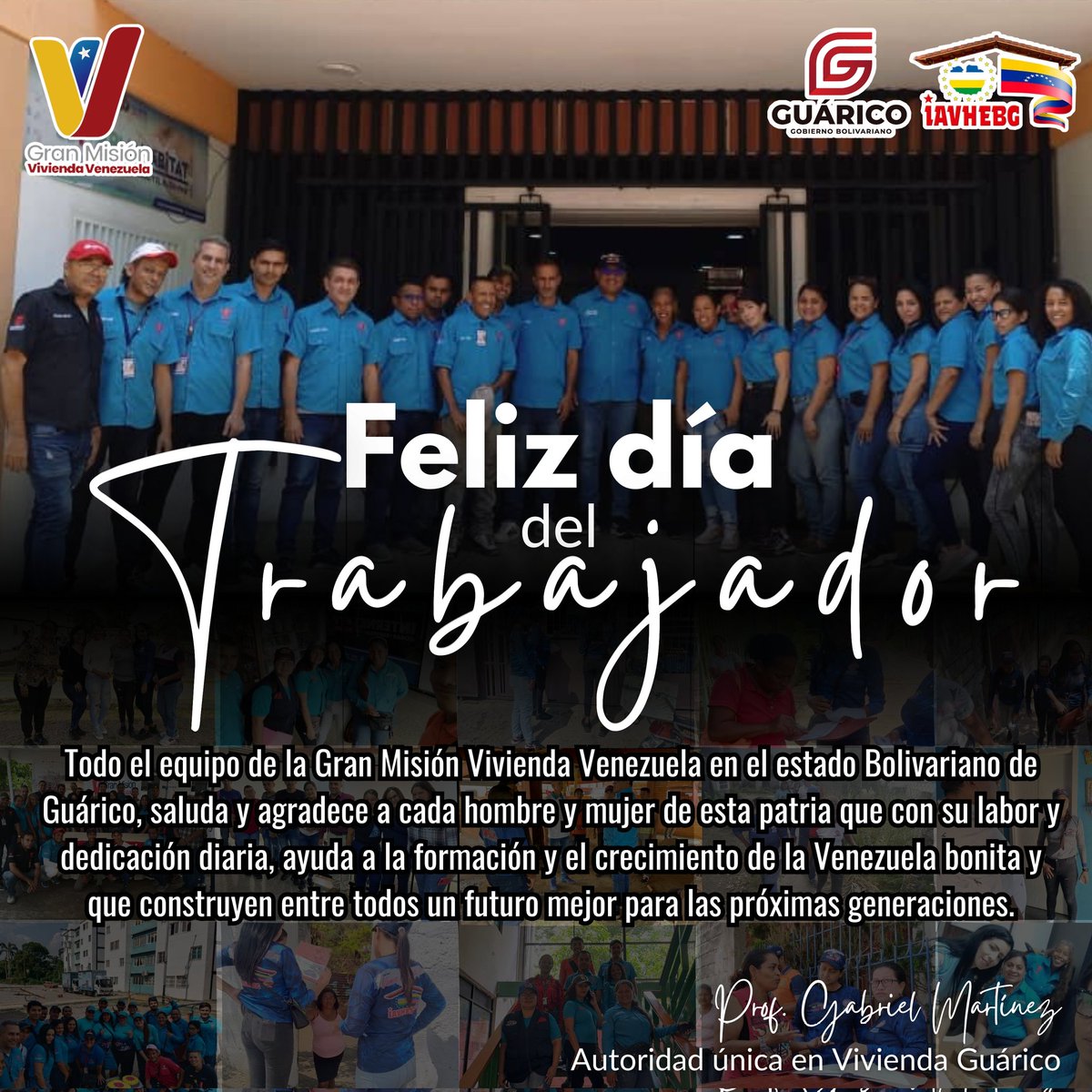 Todo el equipo de la GMVV en Guárico, saluda y agradece a cada hombre y mujer de esta patria que con su labor, ayuda a la formación y el crecimiento de la Venezuela bonita y que construyen entre todos un futuro mejor para las próximas generaciones. #MayoDeTransformación