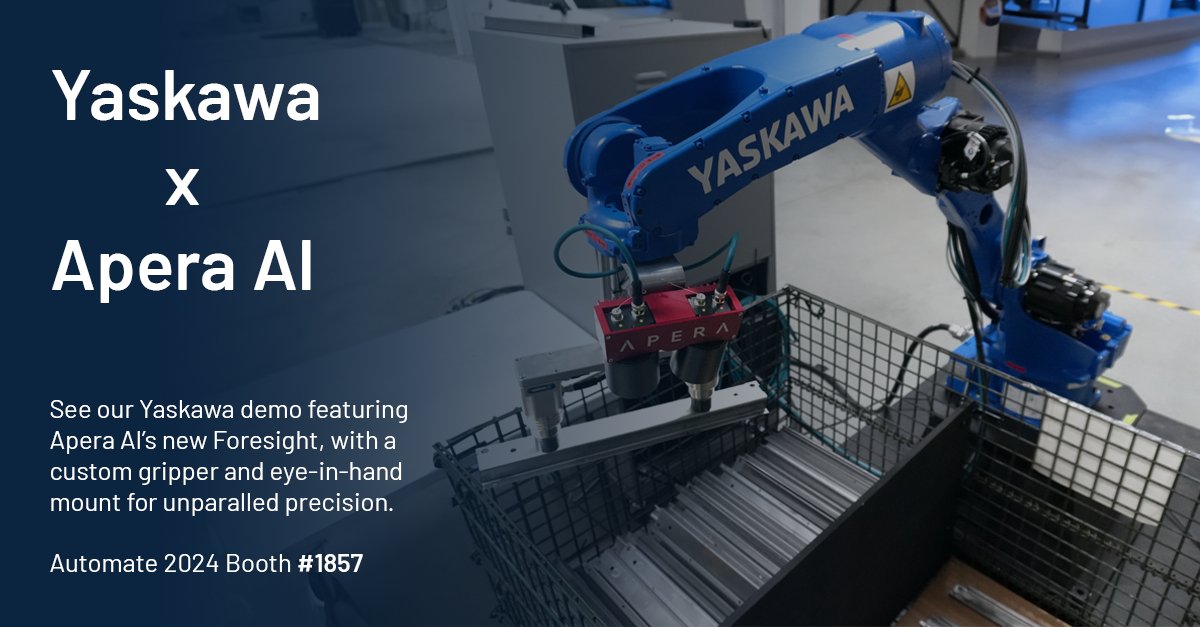 6 Days to go! We're bringing our most ambitious show yet to Automate 2024. Stay tuned for @YASKAWA x Apera AI and more.

#Automate2024 #robotics #vision #AI #advancedmanufacturing