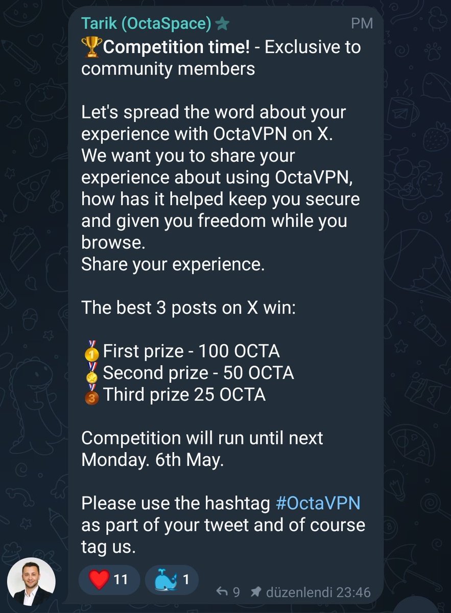 Haven't you tried the best VPN yet?

Now there is an opportunity with some rewards for #OctaVPN 

Here you is the rewards for winners🏆 

1st winner 100 $Octa
2nd winner 50 $Octa
3rd winner 25 $Octa

You can reach out the links 👇

twitter.com/octa_space/sta…