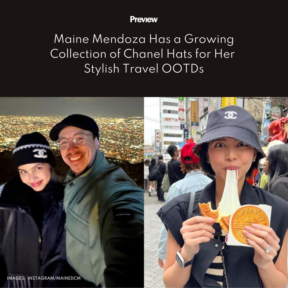 It's no secret that #MaineMendoza is a certified #Chanel girl. On days she wants to let her tresses take a break, she reaches for a stylish hat that, of course, has some double C's on them. Check out her growing collection here: bit.ly/4dojKak