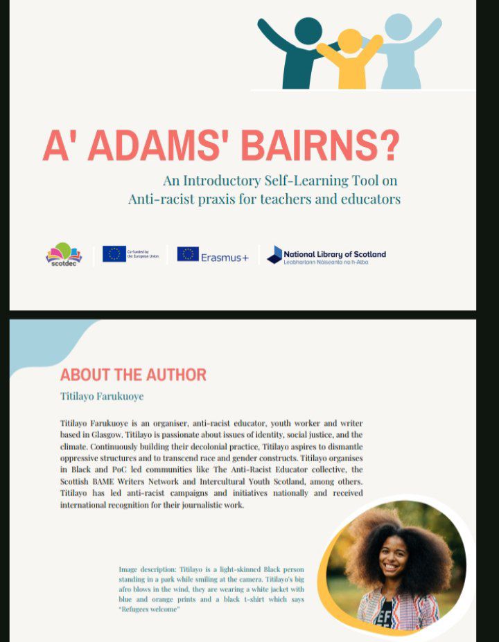A' Adams Bairns? 'An introductory self learning tool on Anti racist praxis for teachers and educators' Here are a few snippets of the shite that our government help in part fund. White sumpremacy, fragility, whiteness and 'white tears' scotdec.org.uk/download/anti-…