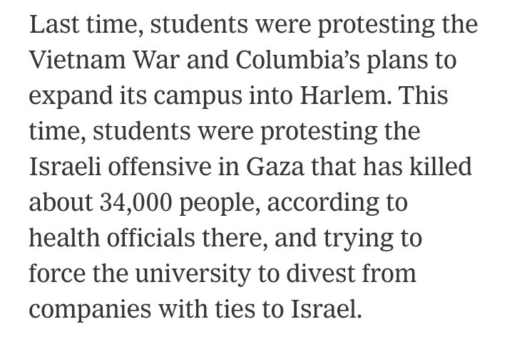 The @nytimes is systematically whitewashing the rioters at Columbia and elsewhere, as it does nytimes.com/2024/05/01/nyr… in its coverage of cops clearing Hamilton Hall. @sharonNYT knows darn well they are protesting *Israel's existence* 'Intifada revolution!' etc. etc. Disgraceful.