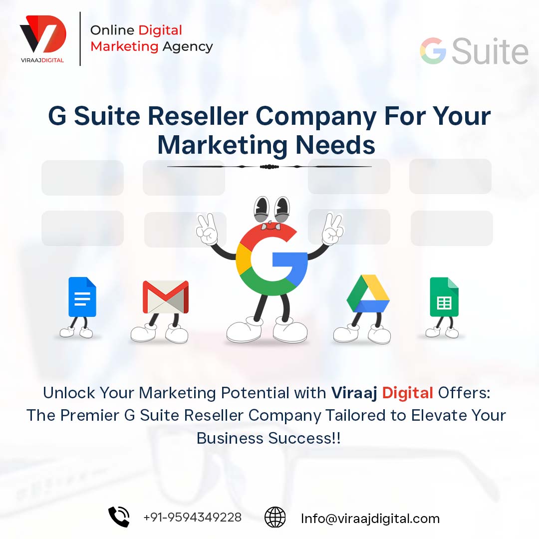 Reduce your #marketing cost with ViraajDigital #G_Suite_reseler company in #Mumbai. We offer all the products of google like Gmail, google drive, calendar, Docs etc. in highly reduced prices under your custom label. 
 viraajdigital.com
#marketing #ViraajDigital