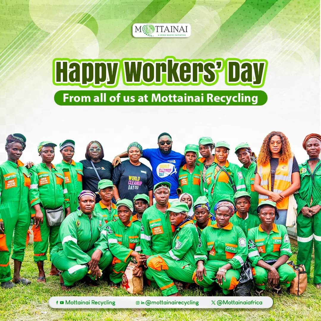 Mottainai Celebrates Its workforce on Workers' Day.

The firm wrote on its social media handles, 'To all at #MottainaiRecycling who keep the productive wheel turning, we wish you a wonderful Workers’ Day celebration.'