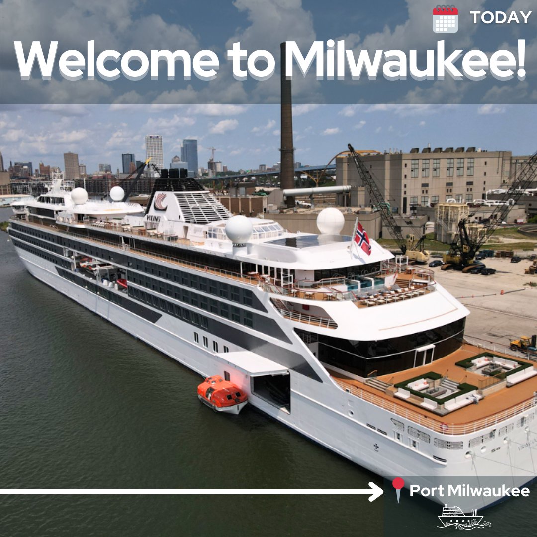 TODAY: The first cruise ship of the 2024 season will arrive at Port Milwaukee around 12 p.m. 🛳️⚓ Track the Viking Octantis' arrival➡️shorturl.at/jvTZ5 Here's today's best viewing spots ➡️shorturl.at/sHUX4 Reminder📢Please do not gather on Jones Island