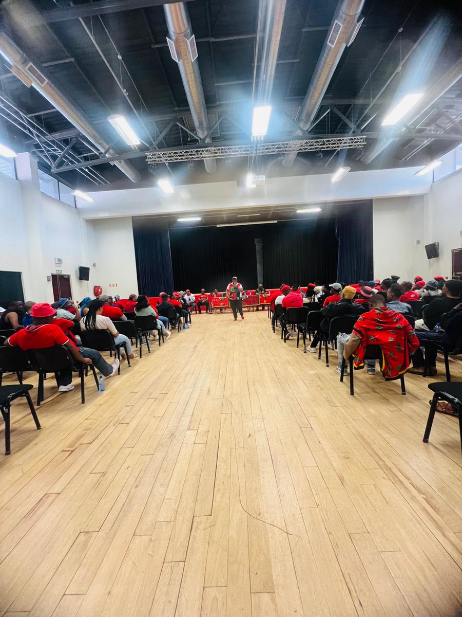 ♦️In Pictures♦️ PETF Convenor Commissar @rebeccamohlala and PETF Coordinator Commissar @ShadrackTlhaole at the Worker’s Day Community Meeting held in Kathu Community Hall. #VukaVelaVota #VoteEFF2024