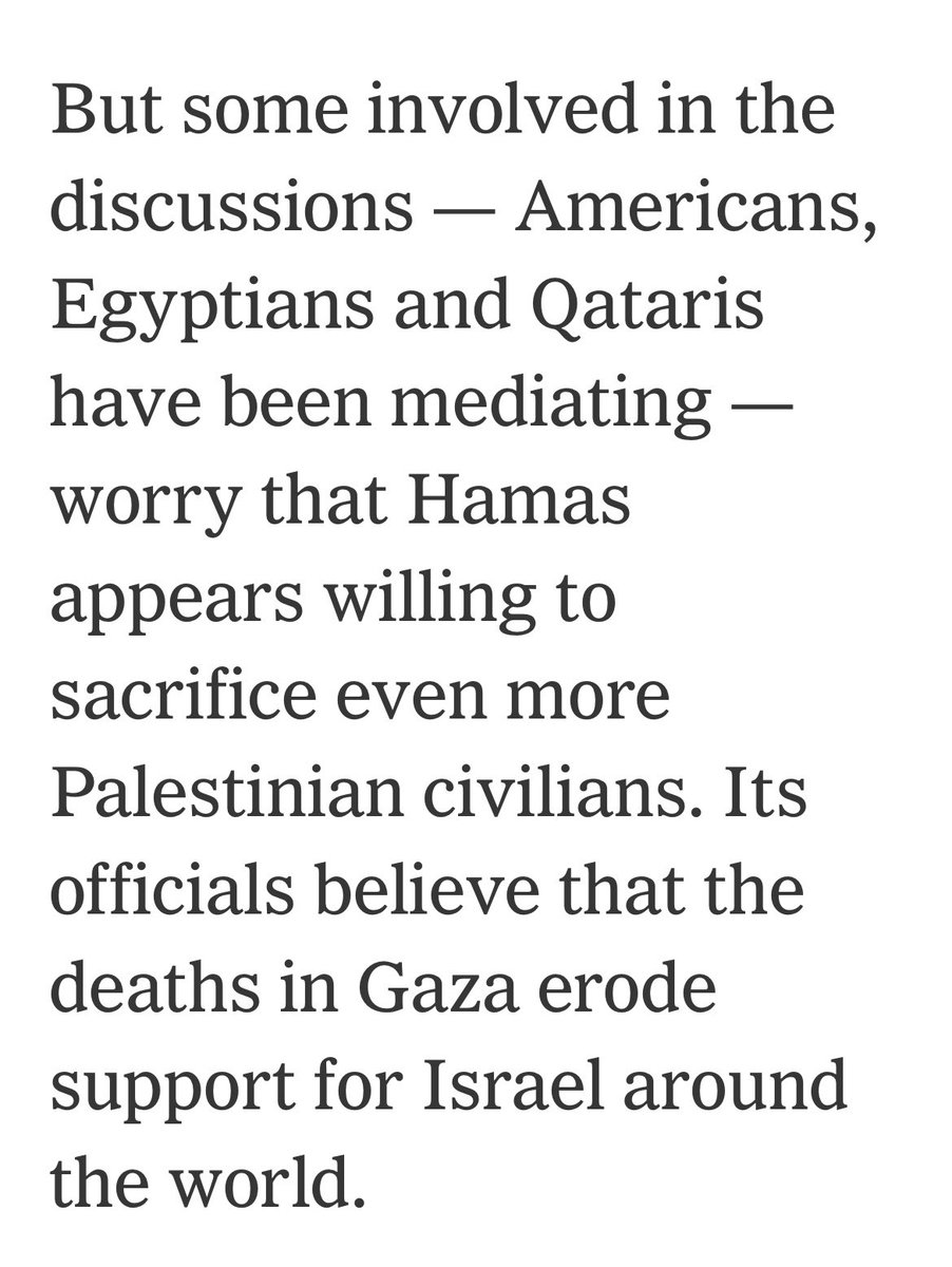 Bottom line on Gaza: Hamas sacrificing Palestinian civilians’ lives in order to weaken support for Israel around the world. It is the most morbid cynicism. And people here fall for it. nytimes.com/2024/05/01/bri…