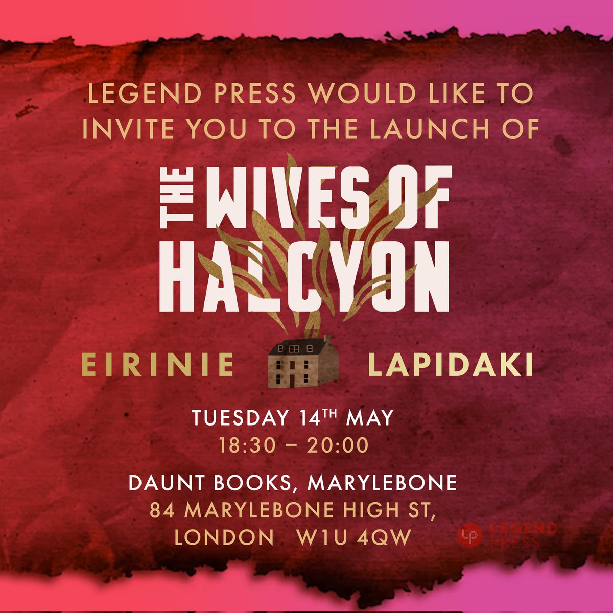 The Wives of Halcyon by Eirinie Lapidaki will be launched at @Dauntbooks Marylebone on Tuesday 14th May. If you would like to come please book your free ticket eventbrite.co.uk/e/845971994007… @Legend_Times_ #books #bookstagram