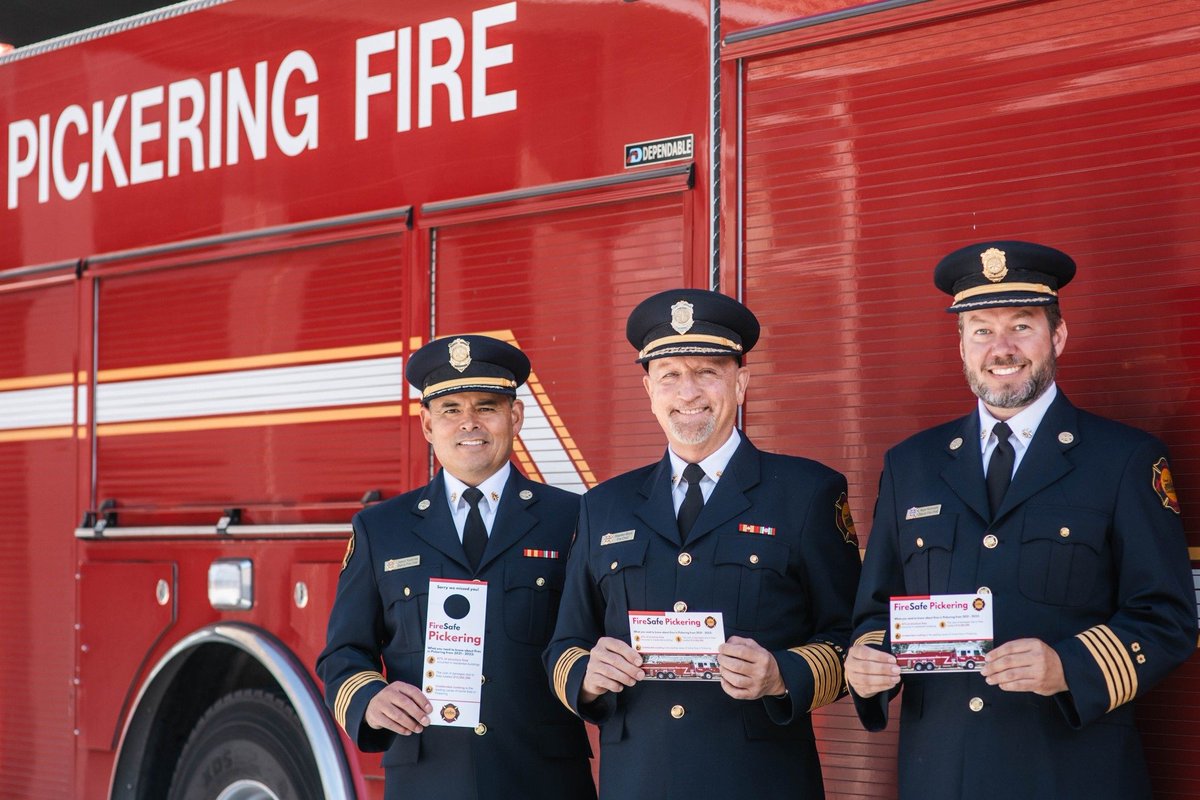 Starting today, #PickeringFire will be going door-to-door once again for its ‘FireSafe Pickering’ fire education campaign🚪✅

Select households will receive a visit from Pickering firefighters who will be available to discuss the reality of fire in the community, and answer