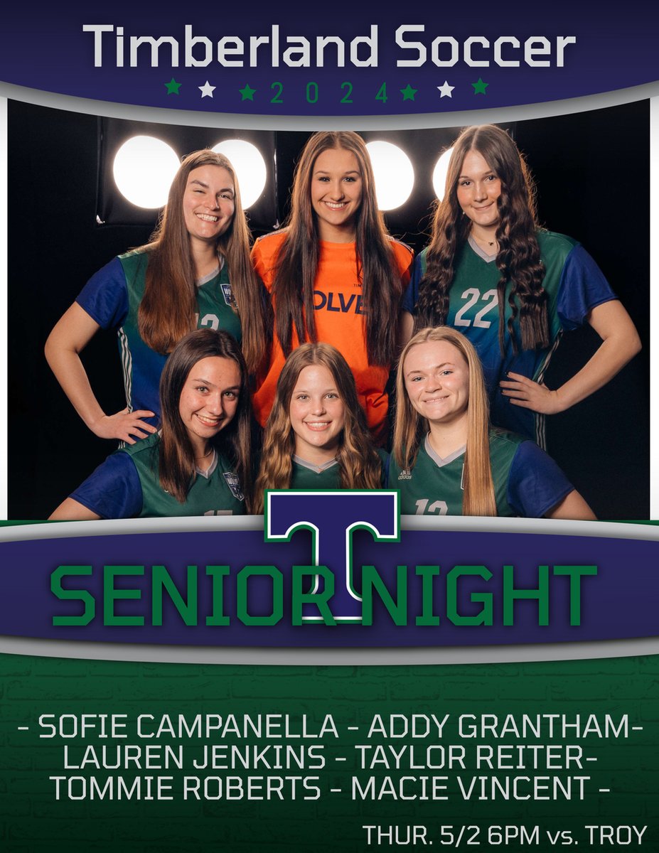 Senior Night! Come out and support our seniors tonight vs. Troy at 6p! Senior recognition will be at the conclusion of the JV game. Go Wolves!!