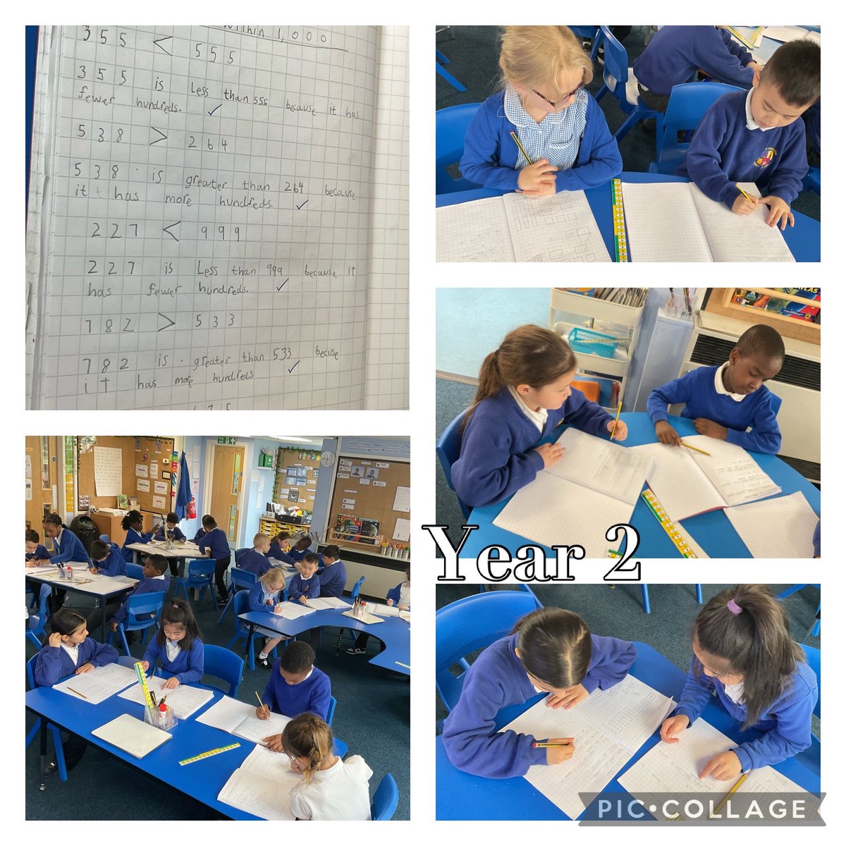 In maths, year 2 have been working with a partner and comparing three digit numbers. Take a look at us in action… @CNicholson_Edu