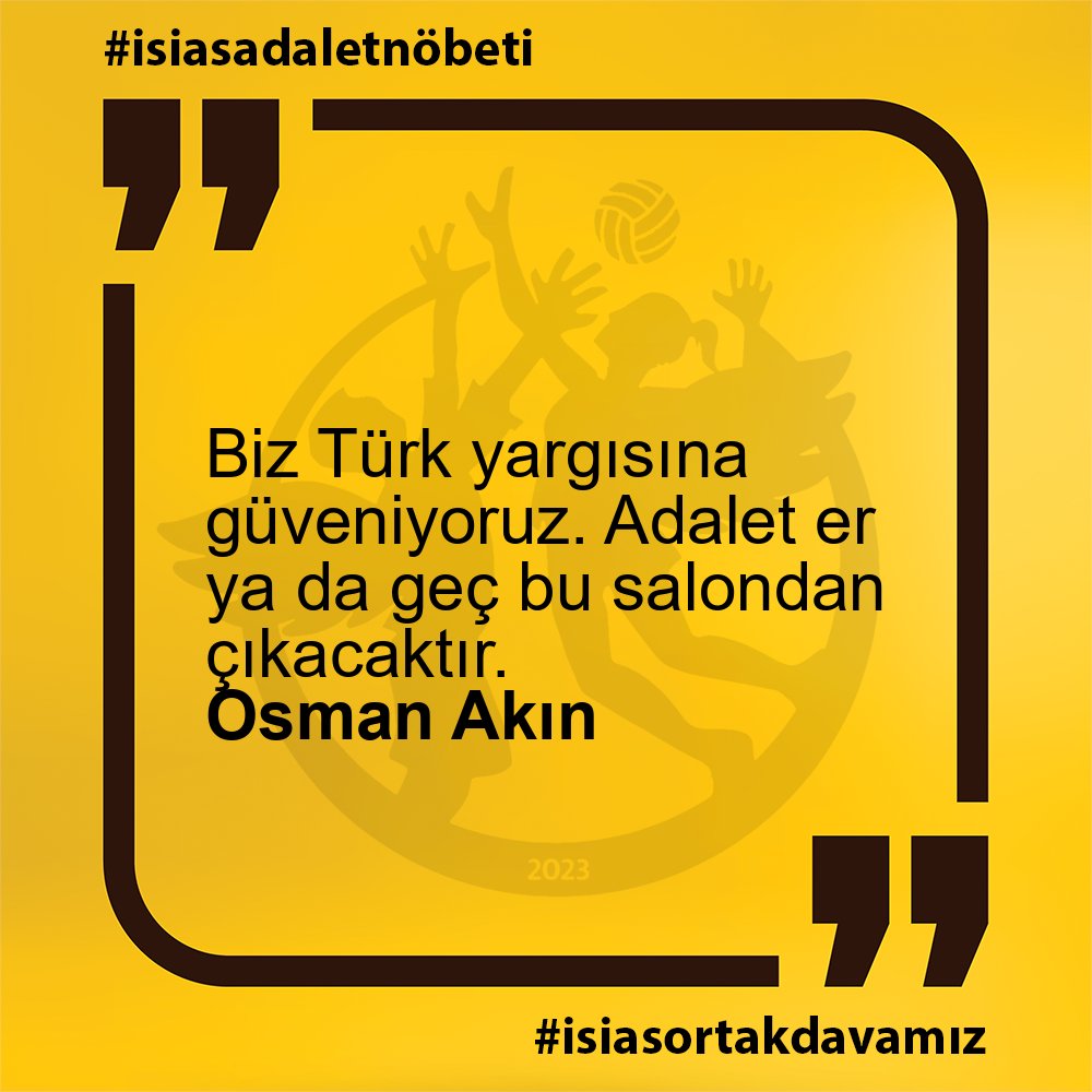 Osman Akın - Biz Türk yargısına güveniyoruz. Adalet er ya da geç bu salondan çıkacaktır.

#isiasadaletnöbeti
#isiasortakdavamız
#isiasolasıkast
#isiasemsaldavaolacak
