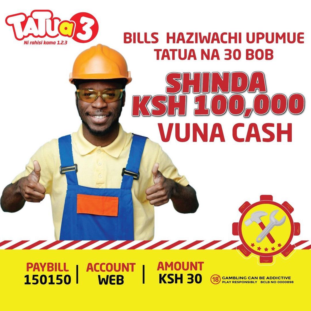 Siku ya Mchapakazi Lazima ni ya Ushindi Jamani 
Leo lazima tuku-BOOST  wewe mchapakazi na Ksh 100,000 Labour Bonus 👏🏾💸💸 Ushamiri Kazini mpaka Ushangae 💰
Siri ya Ushindi ni Kucheza naSh 30 bob tu ujishindie hii Guaranteed Win :
Changamka Mchapakazi :Mpesa Sh 30 PB 150150 AC WEB