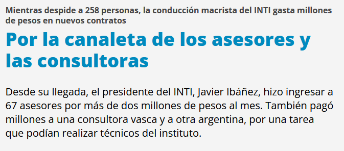dhurtado171045's tweet photo. El INTI es el ADN de la Argentina industrial en I+D y en agenda enorme de servicios a la industria. Otra vez el argumento de que no factura lo suficiente. En los 90 quisieron clausurarlo, Macri puso un barra brava al frente que hizo estragos, hoy otra vez van por su desguace. https://t.co/Hl3knGhQEX
