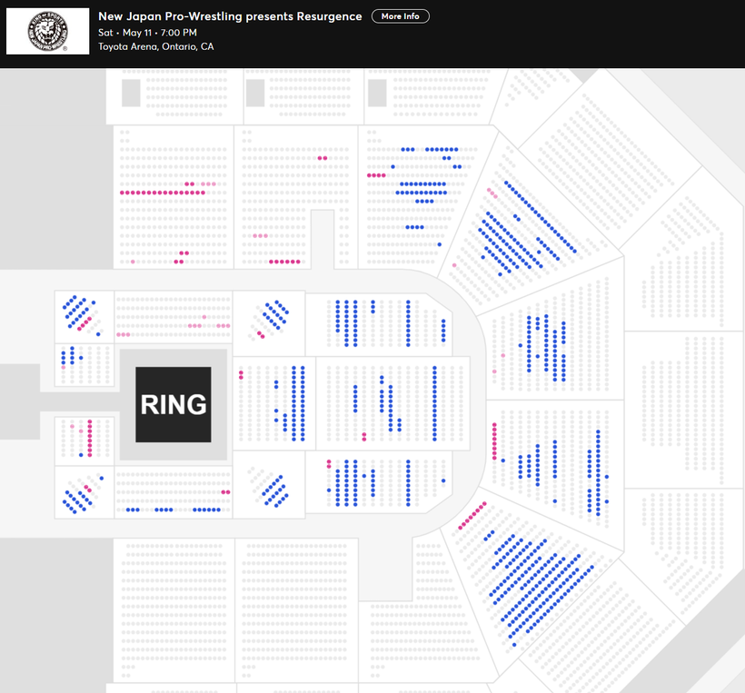 NJPW Resurgence Sat • May 11 • 7:00 PM Toyota Arena, Ontario, CA Available Tickets: 653 Current Setup: 3,034 Tickets Distributed: 2,381 📈 | +325 since the last update (7 days ago) 📅 | Days until show: 10