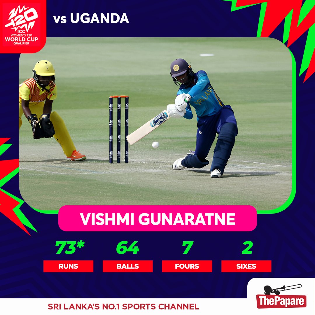 Vishmi Gunaratne laid the platform for Sri Lanka with a brilliant knock! #WomenCricket #T20WorldCup #SLvUGA More 👉 bit.ly/TPCricket