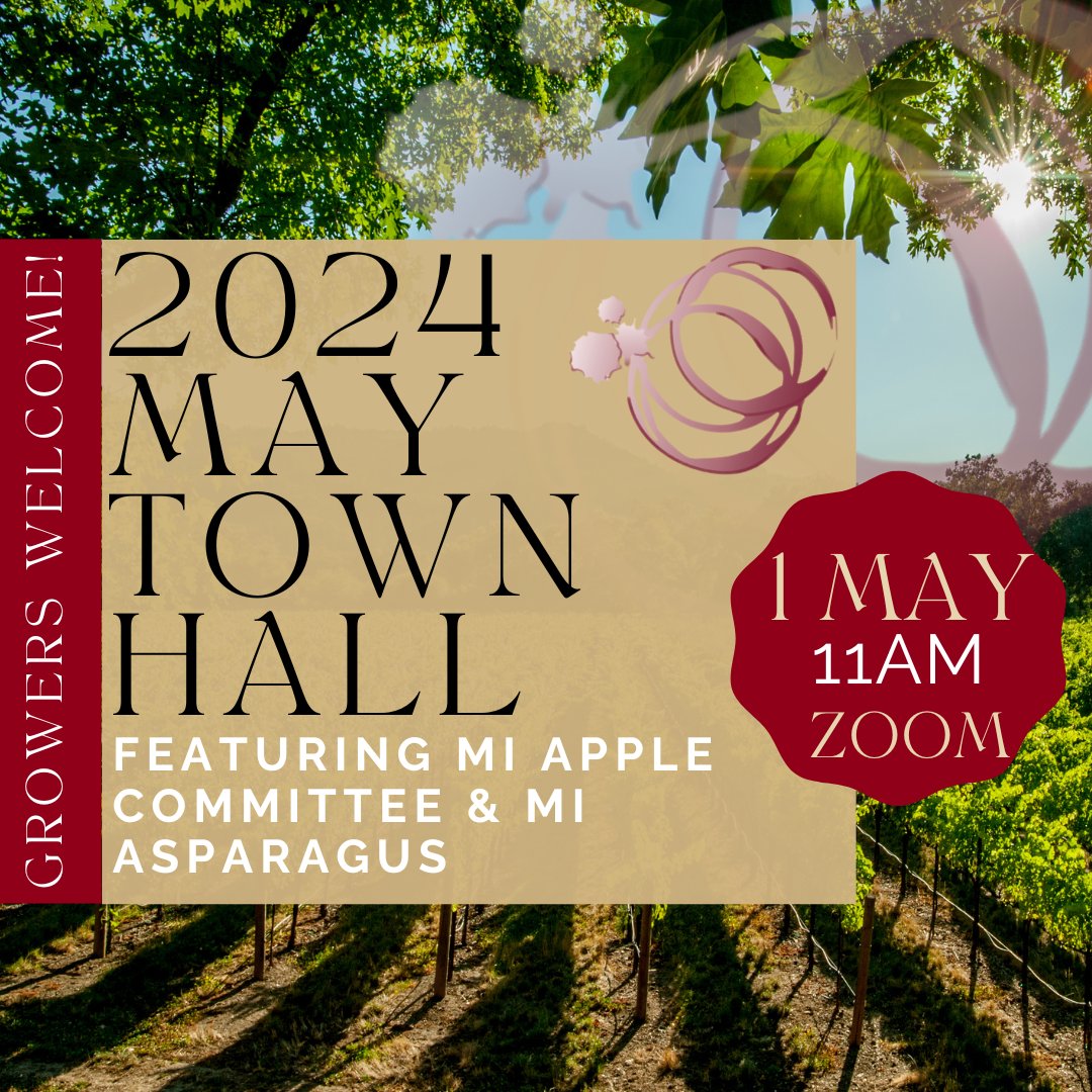 Today's THE day!! Michigan grape growers are warmly invited to join us for our May Town Hall featuring the Michigan Apple Committee and Michigan Asparagus. loom.ly/kHzk8CI #MIWineCollab #MichiganWineCollaborative #MIWine #MichiganWine #DrinkMIWine