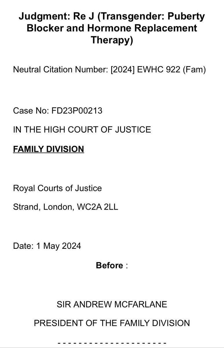 Judgment just out in Re J concerning access of child over 16 to testosterone. Court had no need to make a decision at this stage as child has agreed not to go to Gender GP.