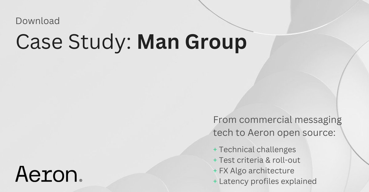 WeAreAdaptive's tweet image. Aeron #CaseStudy: Man Group @manquanttech replaces legacy messaging tech with #Aeron Open Source to improve latency of its FX system: tech challenges, roll-out, FX Algo architecture, latency & benefits explained. eu1.hubs.ly/H08VnYF0 #FXTrading #OpenSource #Latency #Technology