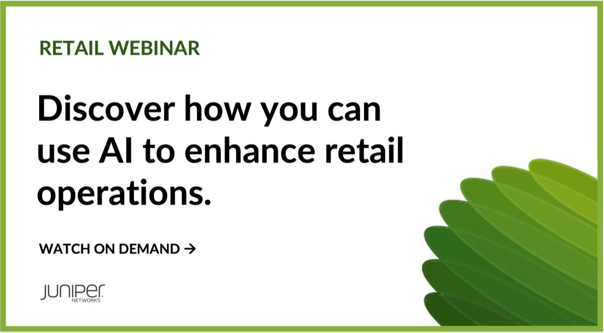 Join @JuniperNetworks as we unveil the transformative potential of our #AINative Networking Platform in enhancing customer experiences and optimizing network operations. 

Secure your spot now for a deep dive into the future of retail Wi-Fi: juni.pr/3Pkcd20