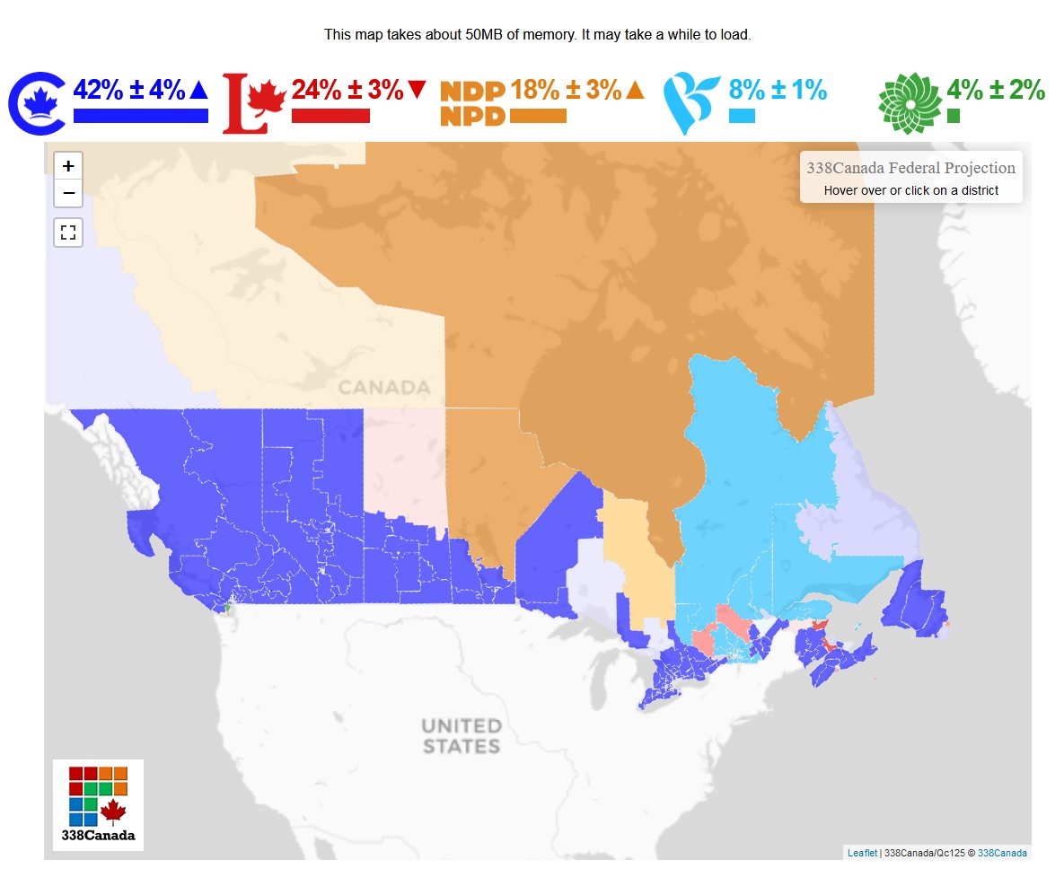 The interactive map (with the 343-seat distribution) is back and live on the site: 338canada.com/map.htm