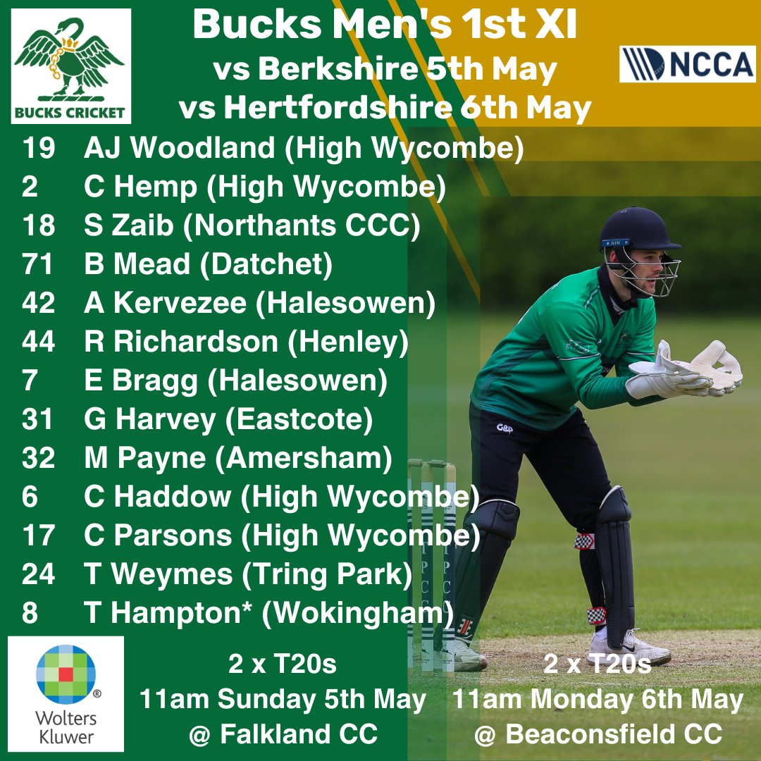 Bucks Men's 1st XI are playing both this Sunday & bank holiday Monday!

@NCCA_uk T20 Competition

🦢🏏 #BucksCricket