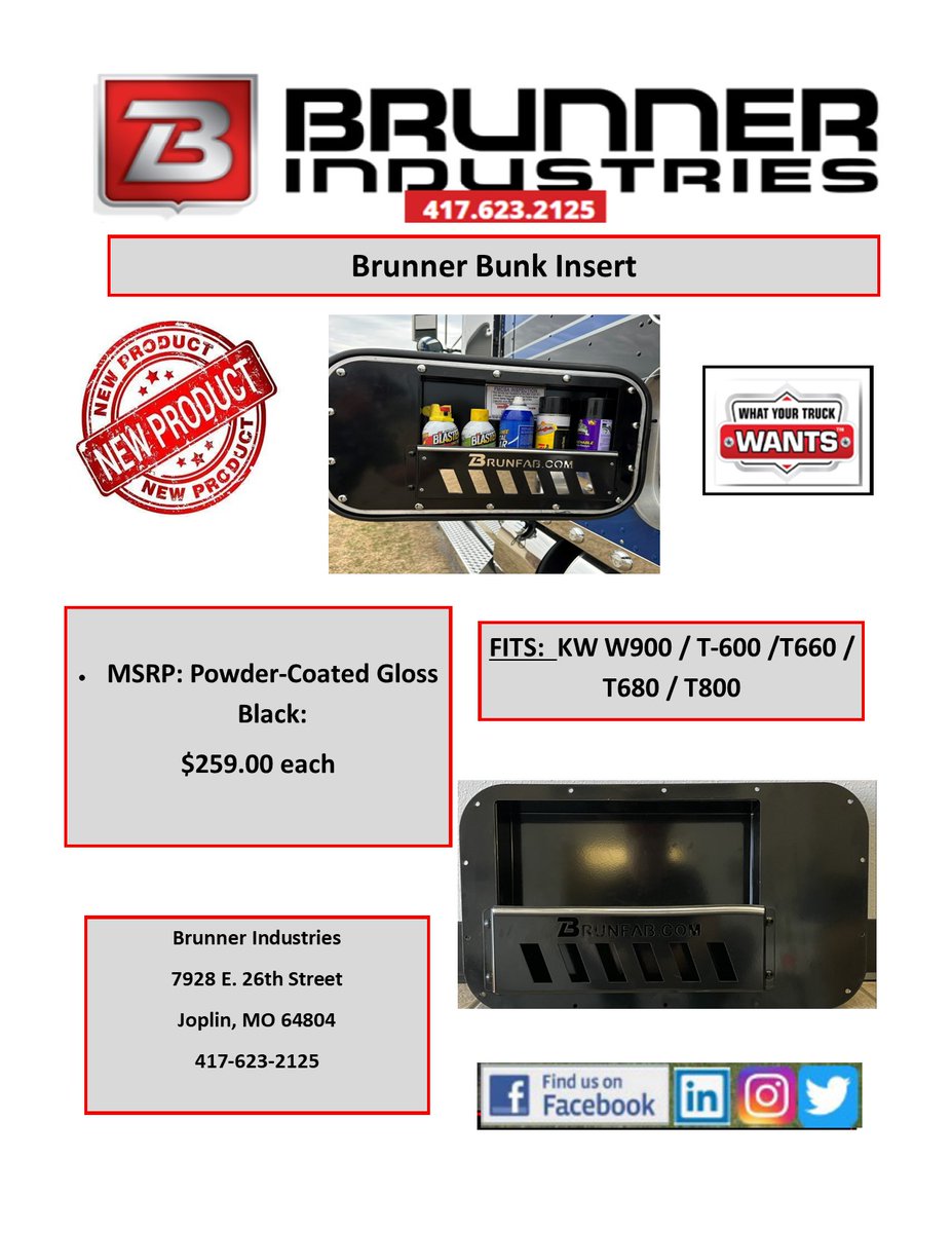 BrunnerIndustr2's tweet photo. Product Spotlight Alert:  Check out our new product - Easy to bolt on and go - currently designed for Kenworths but working on getting some for Peterbilts. Call Today and we can get you quoted for a set #brunnerhasyourback #brunfab #whatyourtruckwants #kenworthtrucks #joplinmo #smallbusinesslove