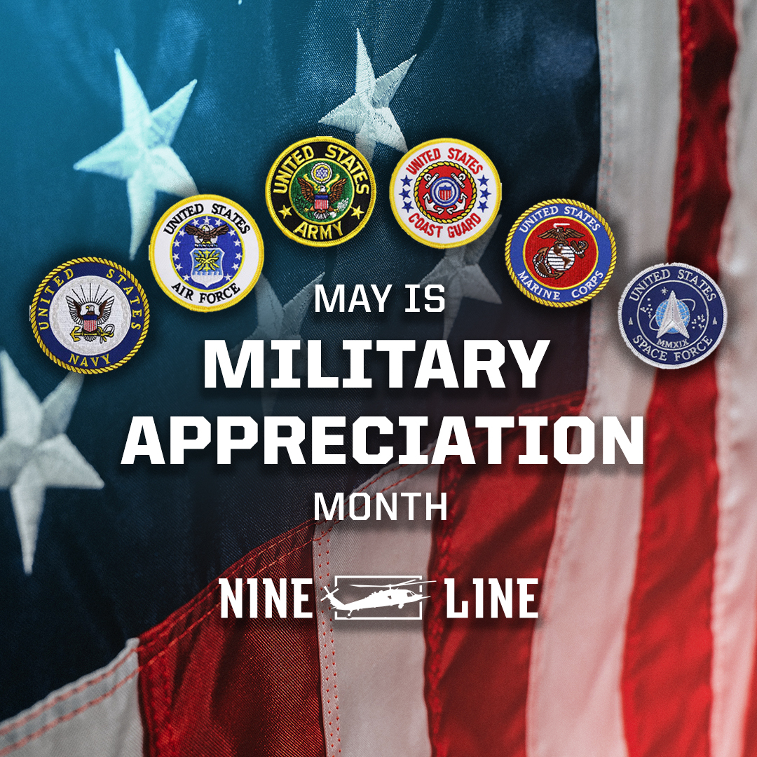We appreciate our Military and Veterans every single day but wanted to take the time to thank you all for your service this Military Appreciation Month.
#ninelineapparel #militaryappreciationmonth #militaryappreciation #usmilitary #suportourtroops