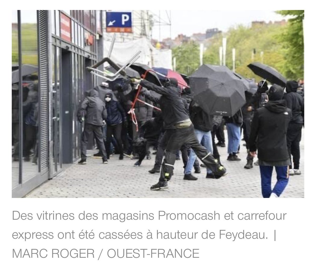 🔴 Black blocks, affrontements, saccages… À #Nantes, la fête des travailleurs est devenue la fête des casseurs ! Plein soutien à nos forces de l’ordre @PoliceNat44 #1erMai2024