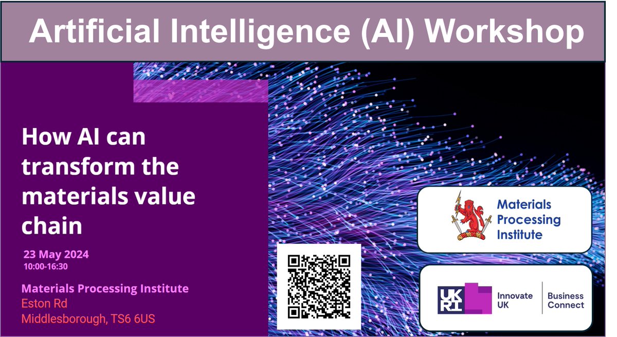 Do you want to understand how materials businesses can benefit from AI? Join this workshop to discuss the opportunities, barriers and interventions to help the materials value chain benefit from AI. Registration - tinyurl.com/hejd663f @IUK_Connect #ArtificialIntelligence